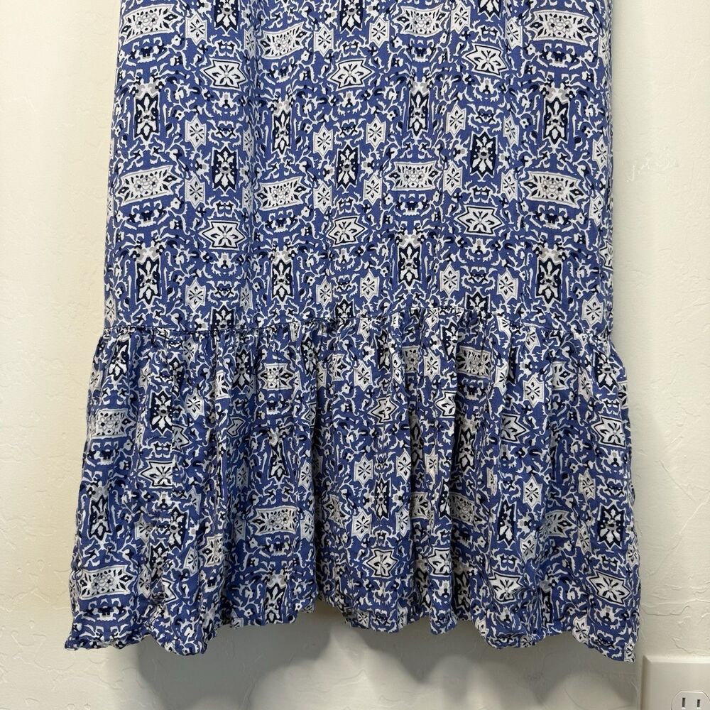 Chelsea & Theodore Small Blue Sleeveless Bohemian Ruffle Maxi Dress Cottagecore - Picture 2 of 13